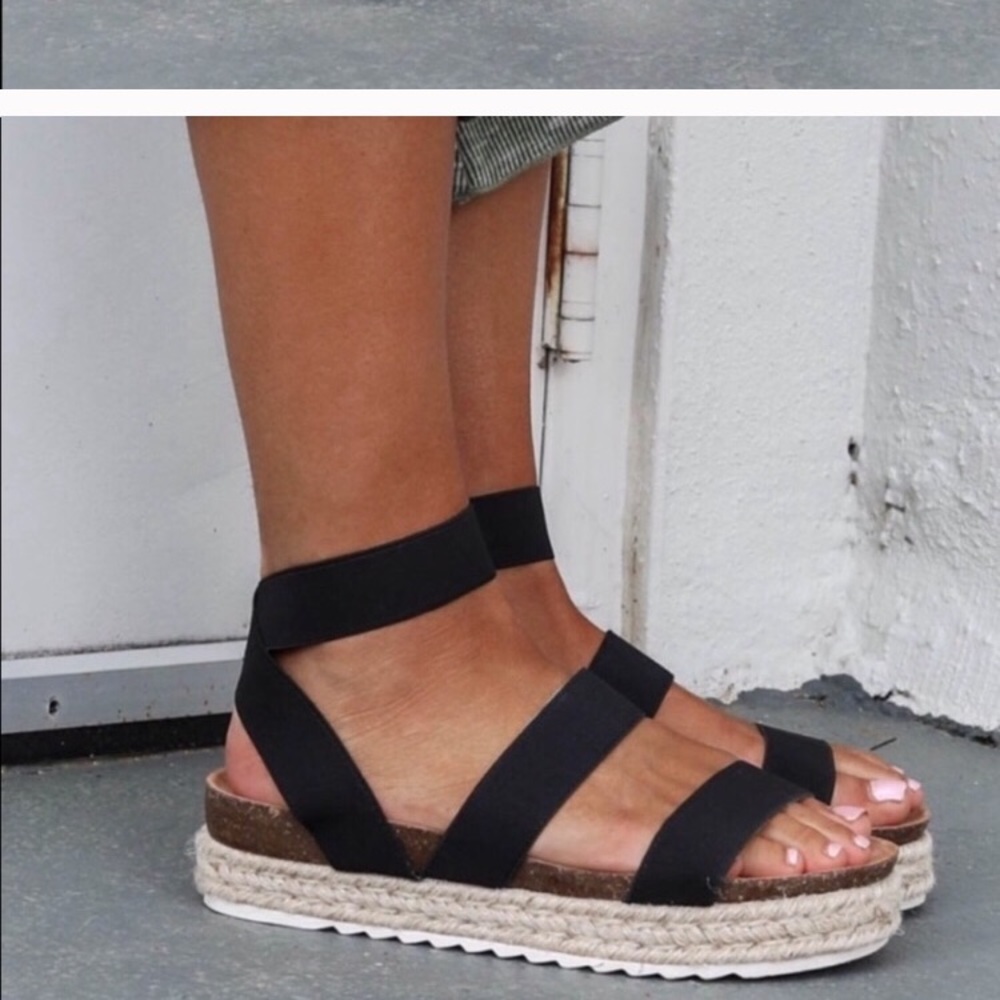 Double strap platform espadrille sandals
